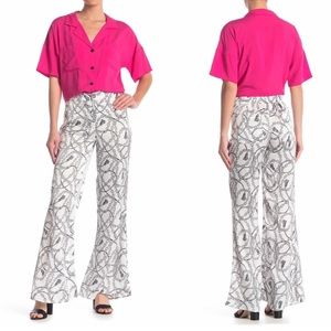 NWT love + harmony silky satin scarf print flare pants small
